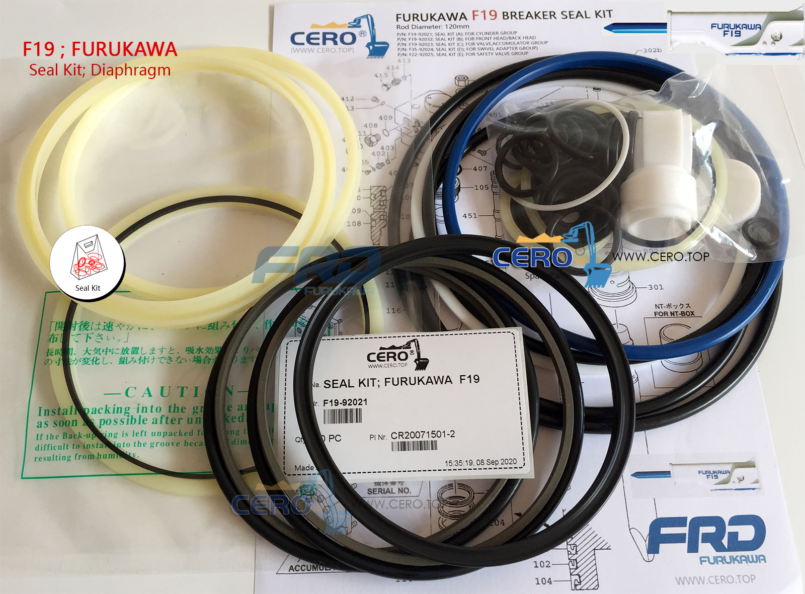 FURUKAWA F19 KENT KF19 SEAL KIT DIAPHRAGM F19-92021 F19-92023