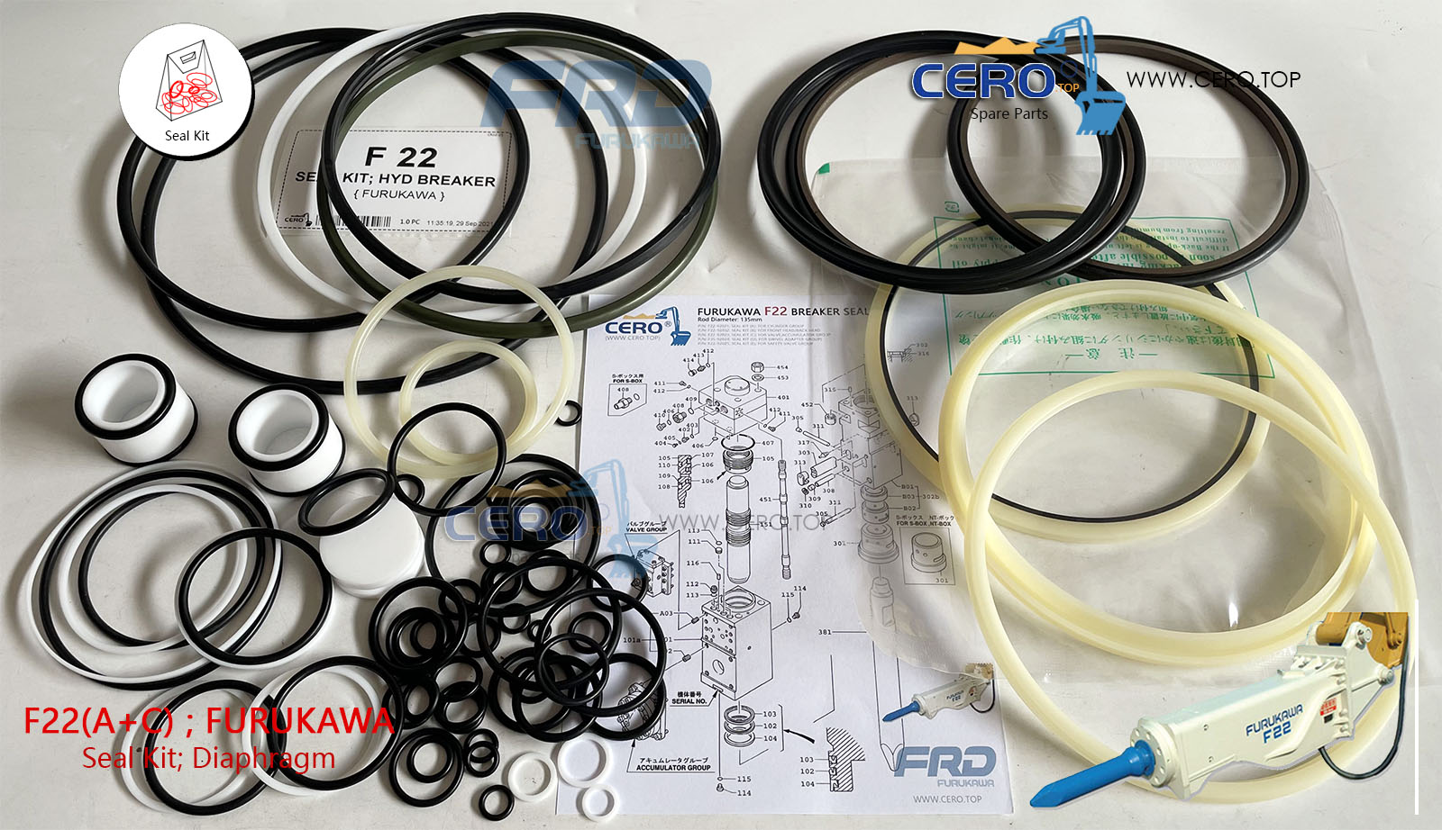 FURUKAWA F22 KENT KF22 SEAL KIT DIAPHRAGM F22-92021 F22-92023