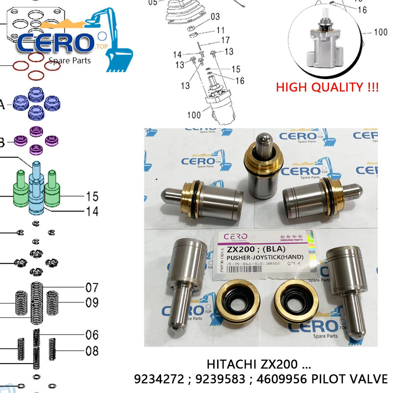 PUSHER 9759157 9759158 PILOT VALVE HITACHI ZX200 9234272 9239583