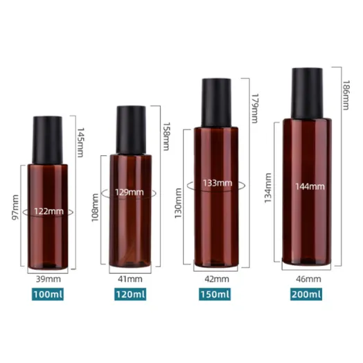 زجاجة رذاذ زجاجية فاخرة 100 مل وزجاجة غسول العنبر 200 مل