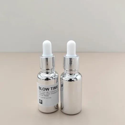 زجاجات قطارة زجاجية فضية مطلية بالكهرباء