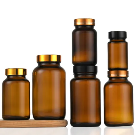 برطمانات كبسولات كهرمانية واسعة الفم (100 مل و 300 مل)