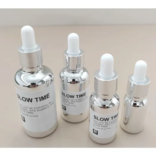 زجاجات قطارة زجاجية فضية مطلية بالكهرباء