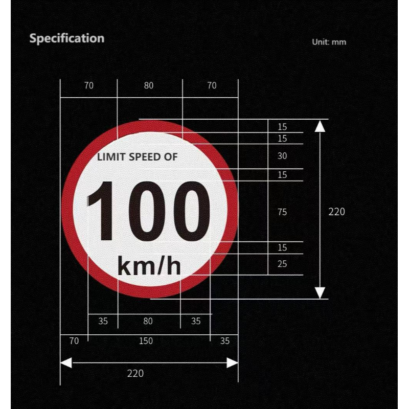 Segnale di limite massimo di velocità per autovetture di grandi dimensioni