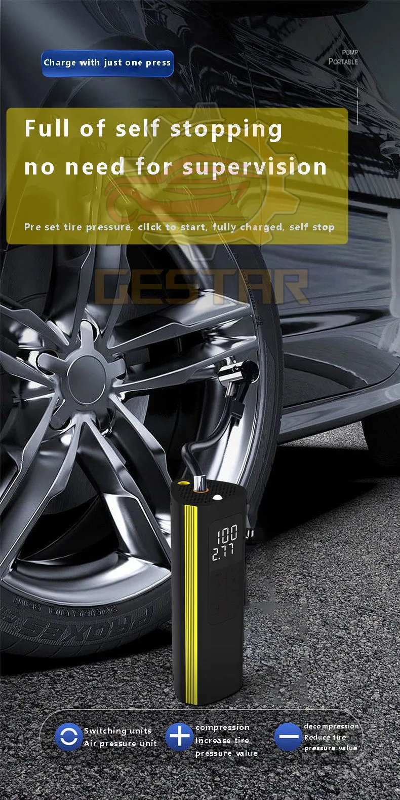 ذكية سيارة كهربائية إطارات إطارات البالون مضخة نفخ الهواء