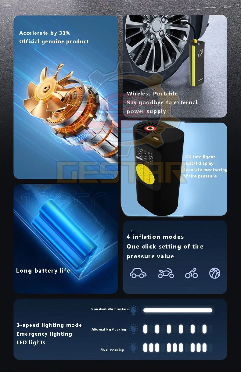 ذكية سيارة كهربائية إطارات إطارات البالون مضخة نفخ الهواء