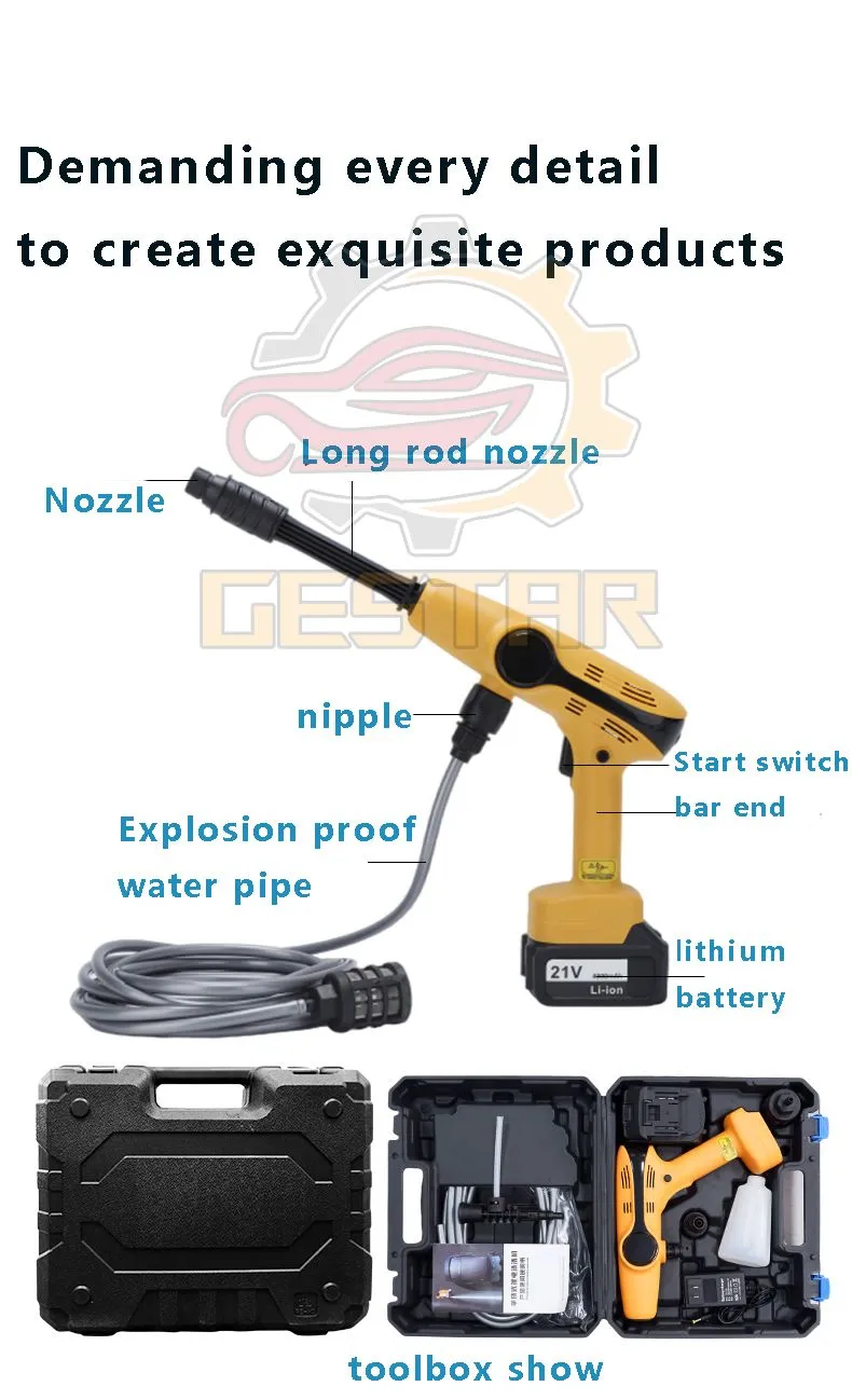 Arandela portátil de automóvil de batería de alta presión