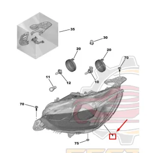 Peugeot 208 W/O CITY BULB Headlight lamp Front Left and Right LHD 9823193980 9823193580