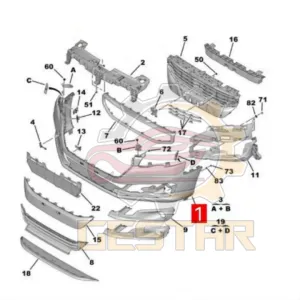 Peugeot 508 Auto Front Bumper Cover Plate for 508 Car 2015 Front Bumper Cover 1612854180