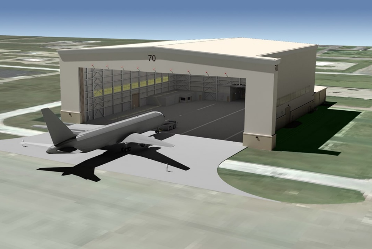 Industrially Aircraft Hangar Steel Frame Warehouse With Maintenance Workshop Made Sandwich Panel In United Kingdom