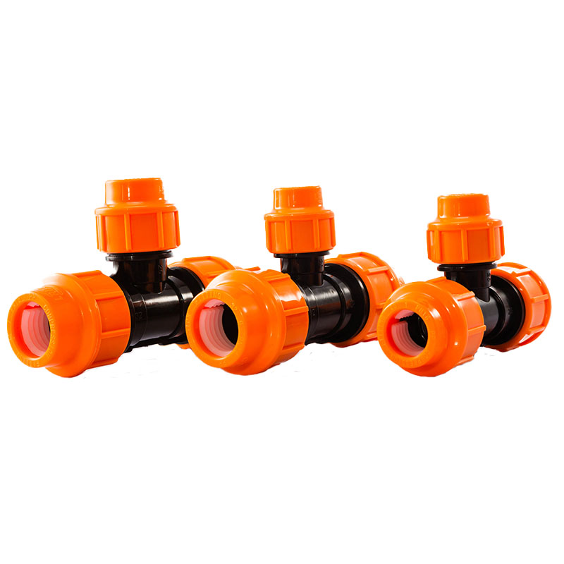 Orange variable diameter tee fittings