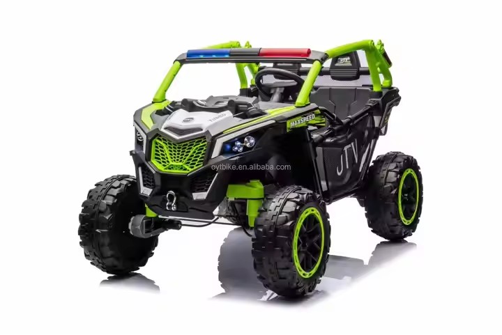 Children ride electric off-road vehicles