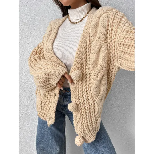 Fabrică de pulovere cu cardigan larg din lână crewel