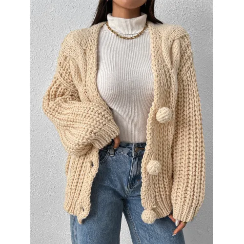 Fabrica de Pulovere Cardigan Tricotate cu Ac de Crewel Loose