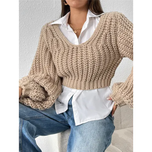 Chunky Knit Short Pullover Sweater Supplier