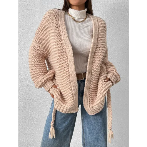 Wholesale Buttonless Placket Crewel Sweater