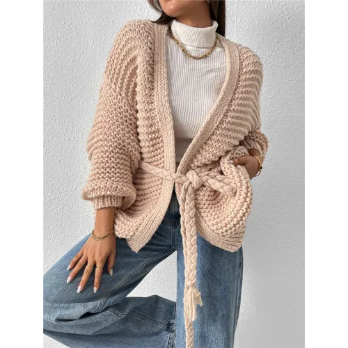 Wholesale Buttonless Placket Crewel Sweater