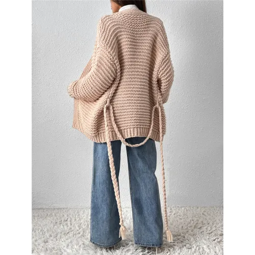 Wholesale Buttonless Placket Crewel Sweater