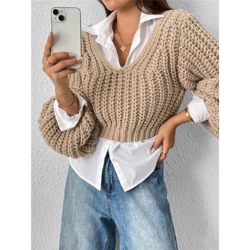 Chunky Knit Short Pullover Sweater Supplier