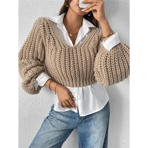 Chunky Knit Short Pullover Sweater Supplier