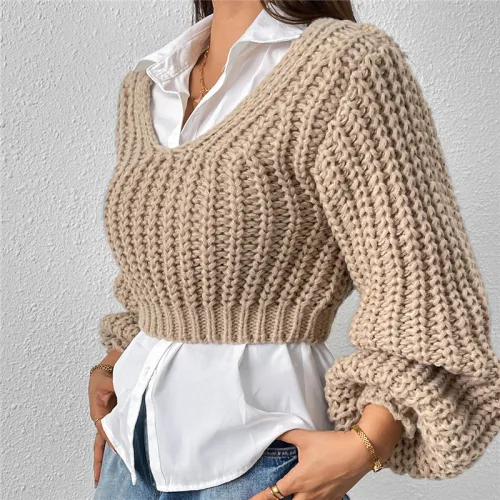 Chunky Knit Short Pullover Sweater Supplier