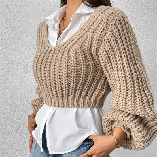 Chunky Knit Short Pullover Sweater Supplier