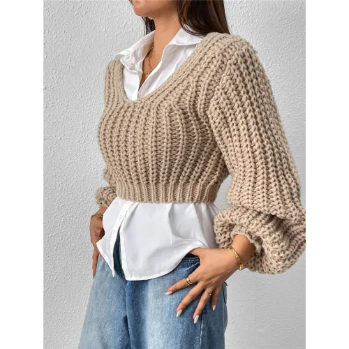 Chunky Knit Short Pullover Sweater Supplier