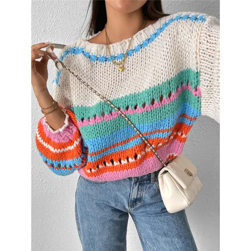 Overdimensioneret stribet pullover sweater producent