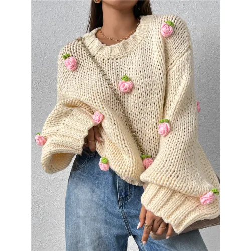 Оптовая джаккардовая вязаная пуловер-свитер для женщин