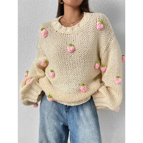 Оптовая жаккардовая вязаная пуловер-свитер для женщин