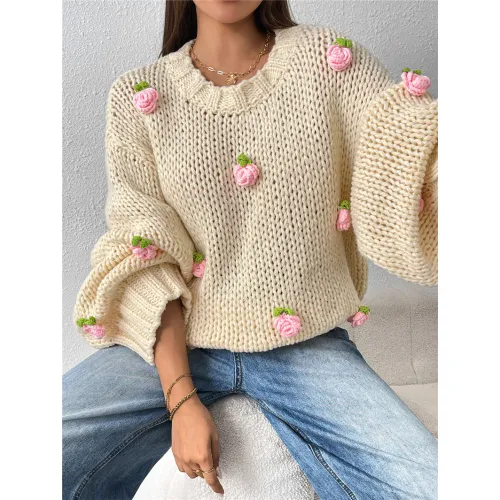 Оптовая жаккардовая вязаная пуловерная кофточка для женщин