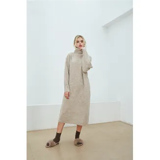 Women's Rib Knit Turtleneck Sweater Dress