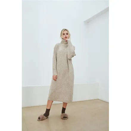 Women's Rib Knit Turtleneck Sweater Dress