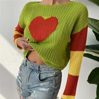 Women's Cutout Heart Sweater Supplier