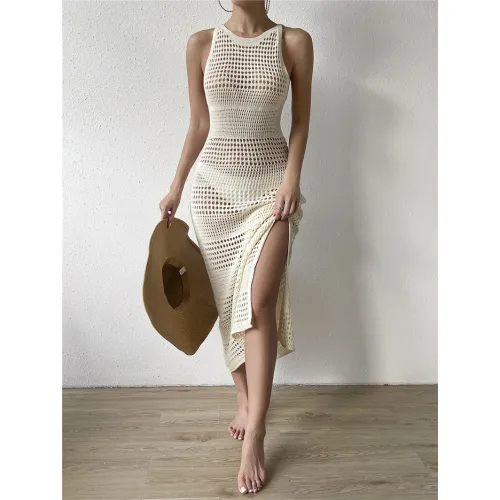 Leverancier van dames gebreide jurk met uitsparingen