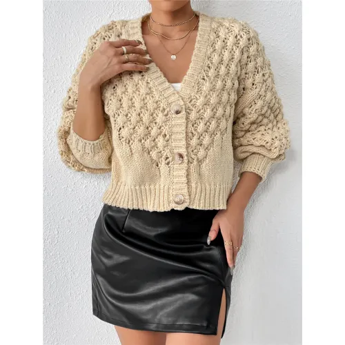 Cardigan Sweater Jacquard Mulierum in Magno Situ