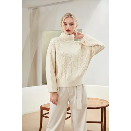 Dame Højhalset Strikket Sweater i Engroshandlen