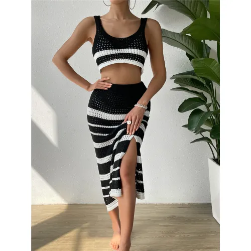 OEM Женский полосатый свитерный комплект Фабрика