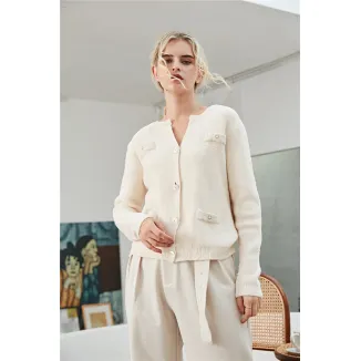 Women's White Cardigan Sweater Supplier