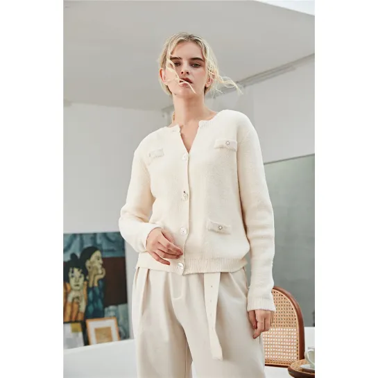 Leverandør af hvid cardigan sweater til kvinder
