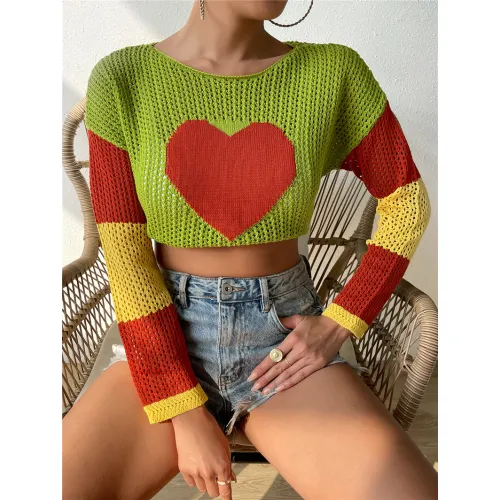 女款切口心形毛衣供应商