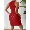 Lieferant für Damen Rotes Wickelpulloverkleid
