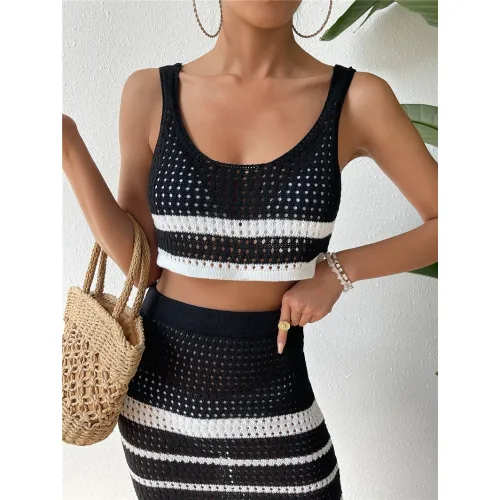 OEM Женский полосатый свитерный комплект Фабрика