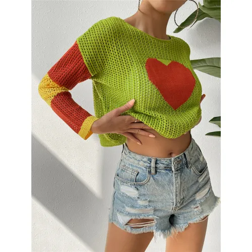 女款镂空心形毛衣供应商