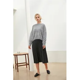 Women's Striped Dropped Sleeve Crewneck Sweater