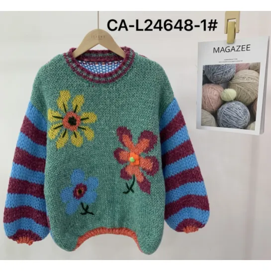 Women colorful patterned pullover sweater