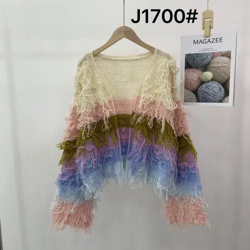 WOMEN KNIT COLORFUL STRIPED SWEATER CARDIGAN