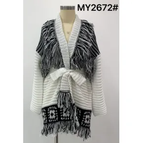 Women's tassel design long cardigan sweater