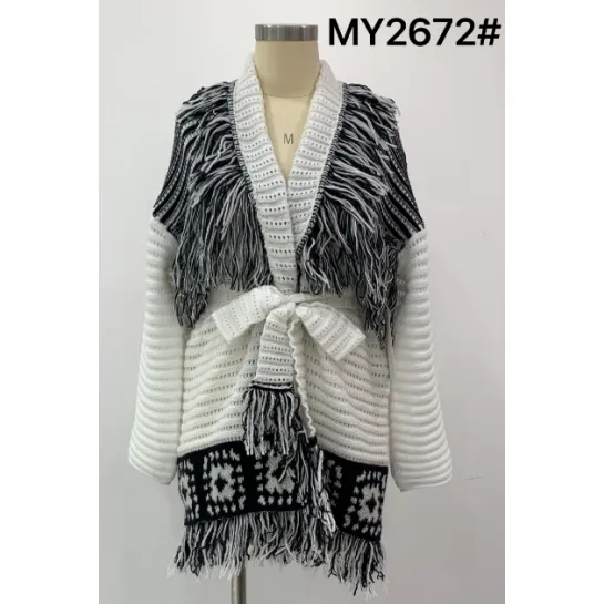 Women's tassel design long cardigan sweater