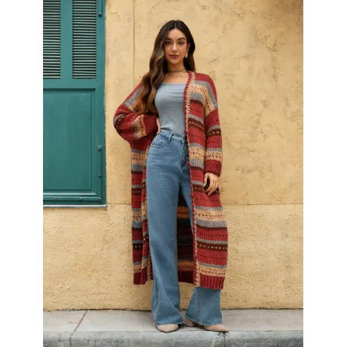 Женский длинный кардиган на пуговицах